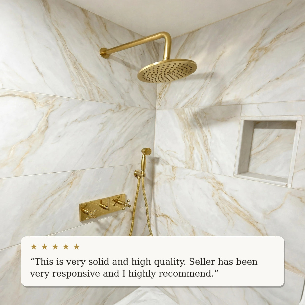 Oasis shower set made in solid unlacquered brass
