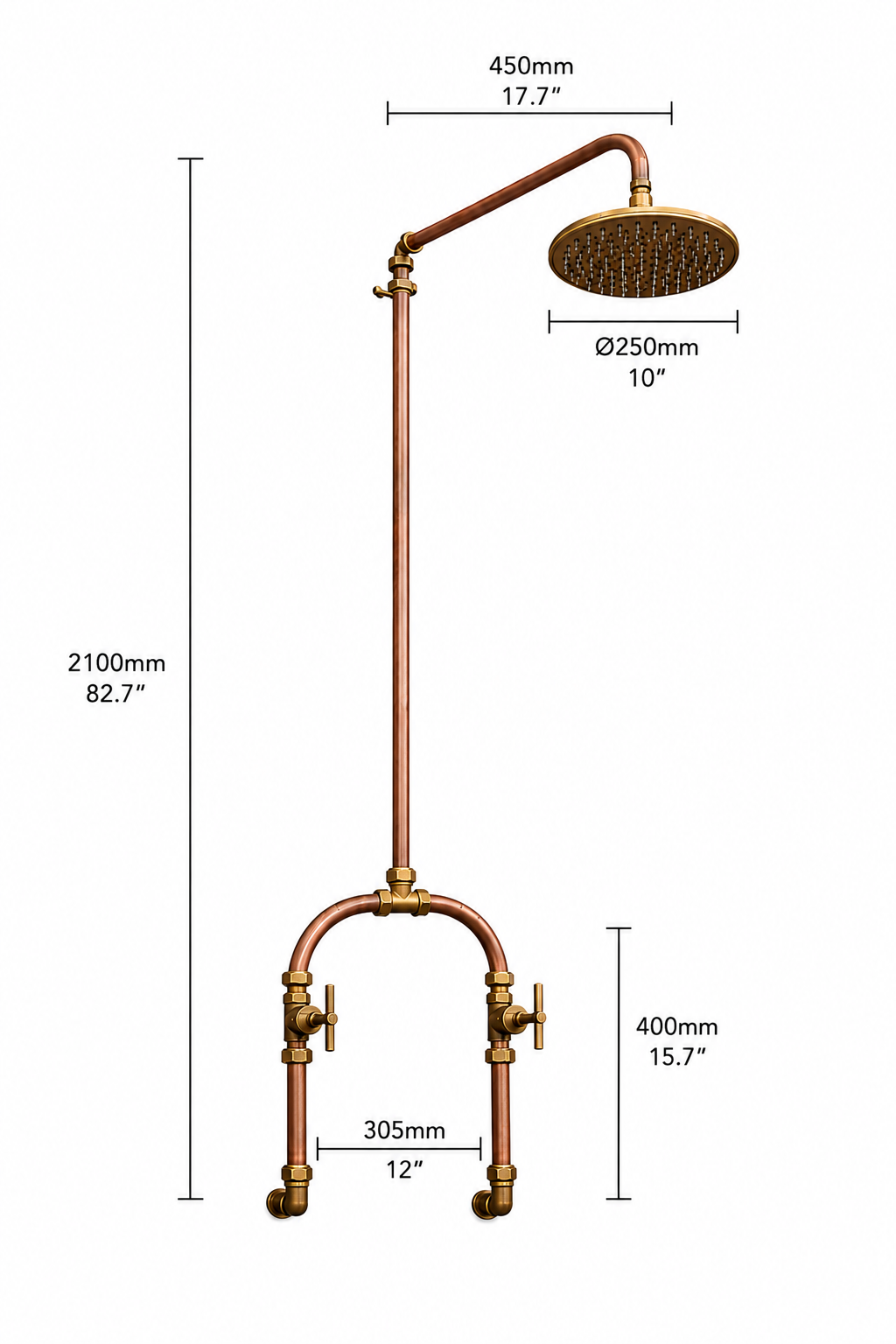 Outdoor Solid Copper Shower - Malibo