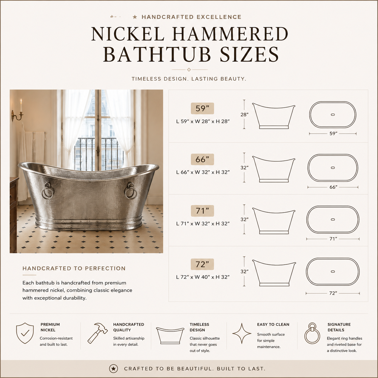 The Snow Satin Copper Bathtub