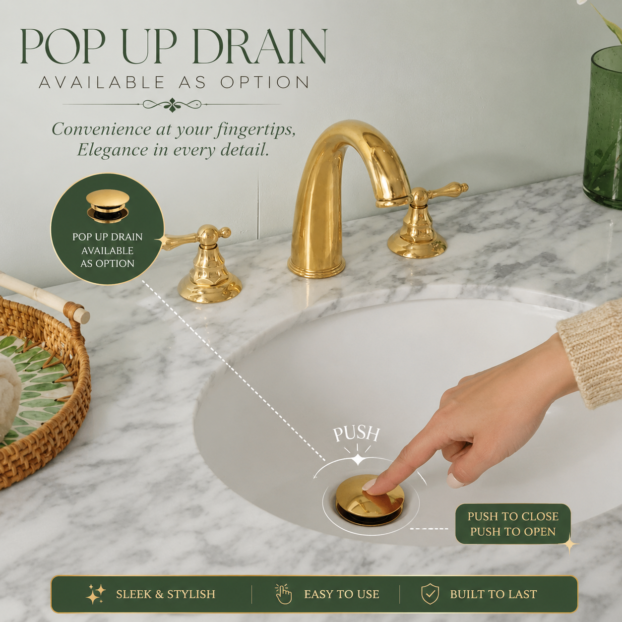 Unlacquered Brass Dublin Bathroom Faucet