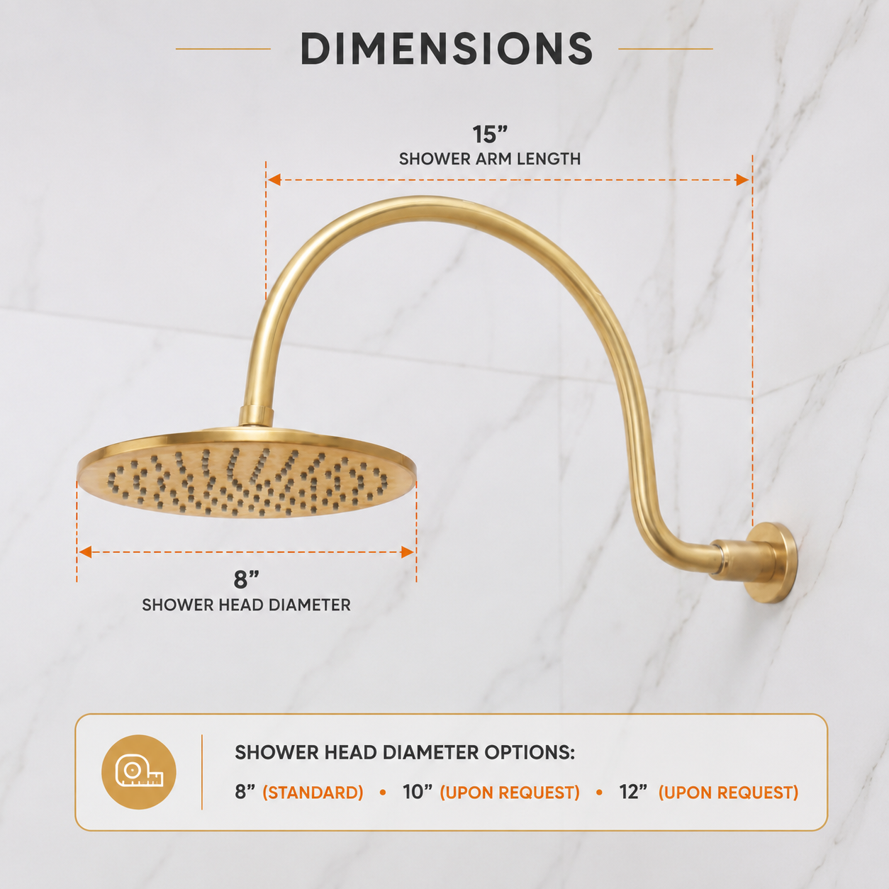Brass Wall Mount 8 Inch Rainfall Round Shower Faucet with Rough-in Valve and Trim Kit (1.8GPM)