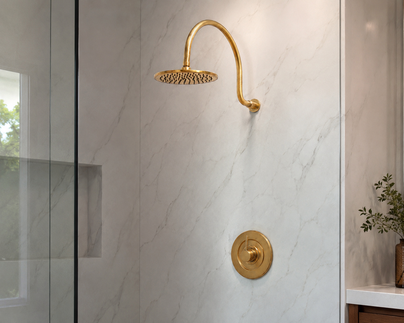 Brass Wall Mount 8 Inch Rainfall Round Shower Faucet with Rough-in Valve and Trim Kit (1.8GPM)