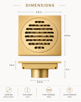 Brass Shower Floor Drain with Removable Strainer Cover