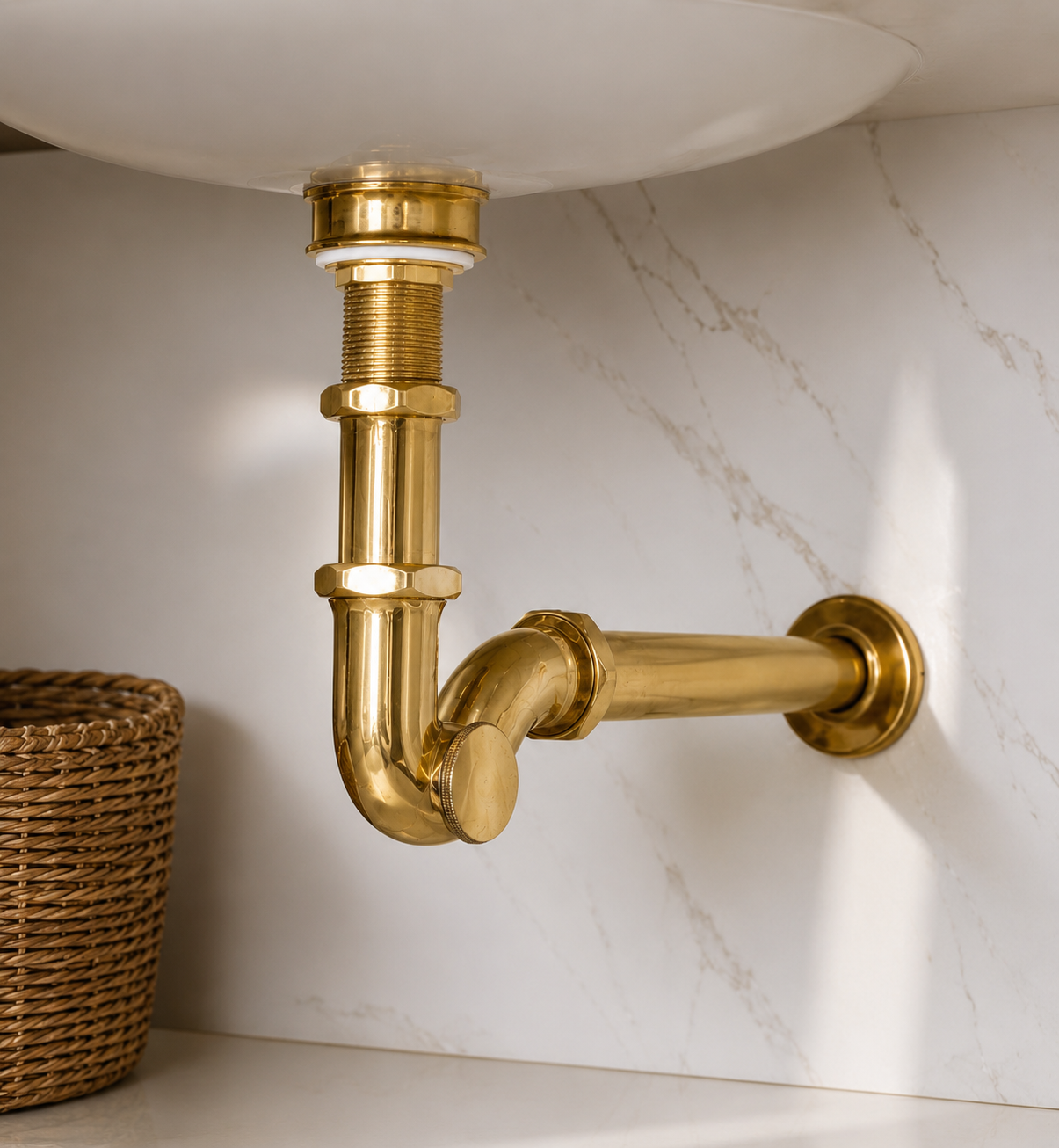 Solid Unlacquered Brass S-trap , Brass Water Trap