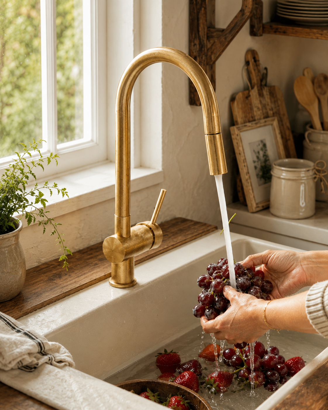 Brewster Pull Down Faucet - Unlacquered Brass