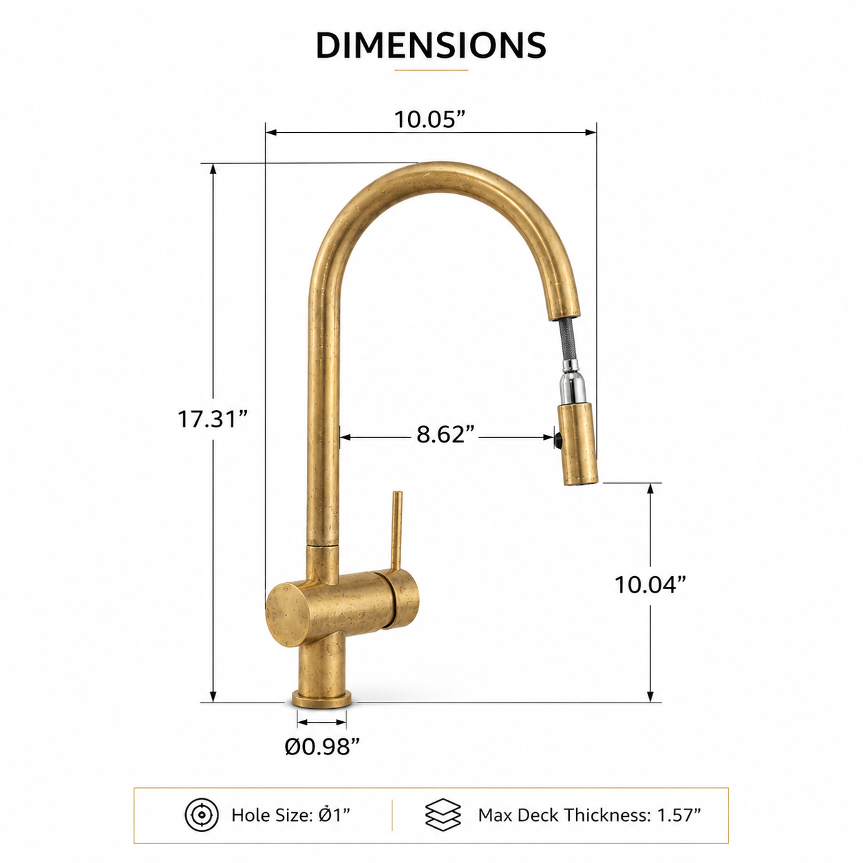 Brewster Pull Down Faucet - Unlacquered Brass