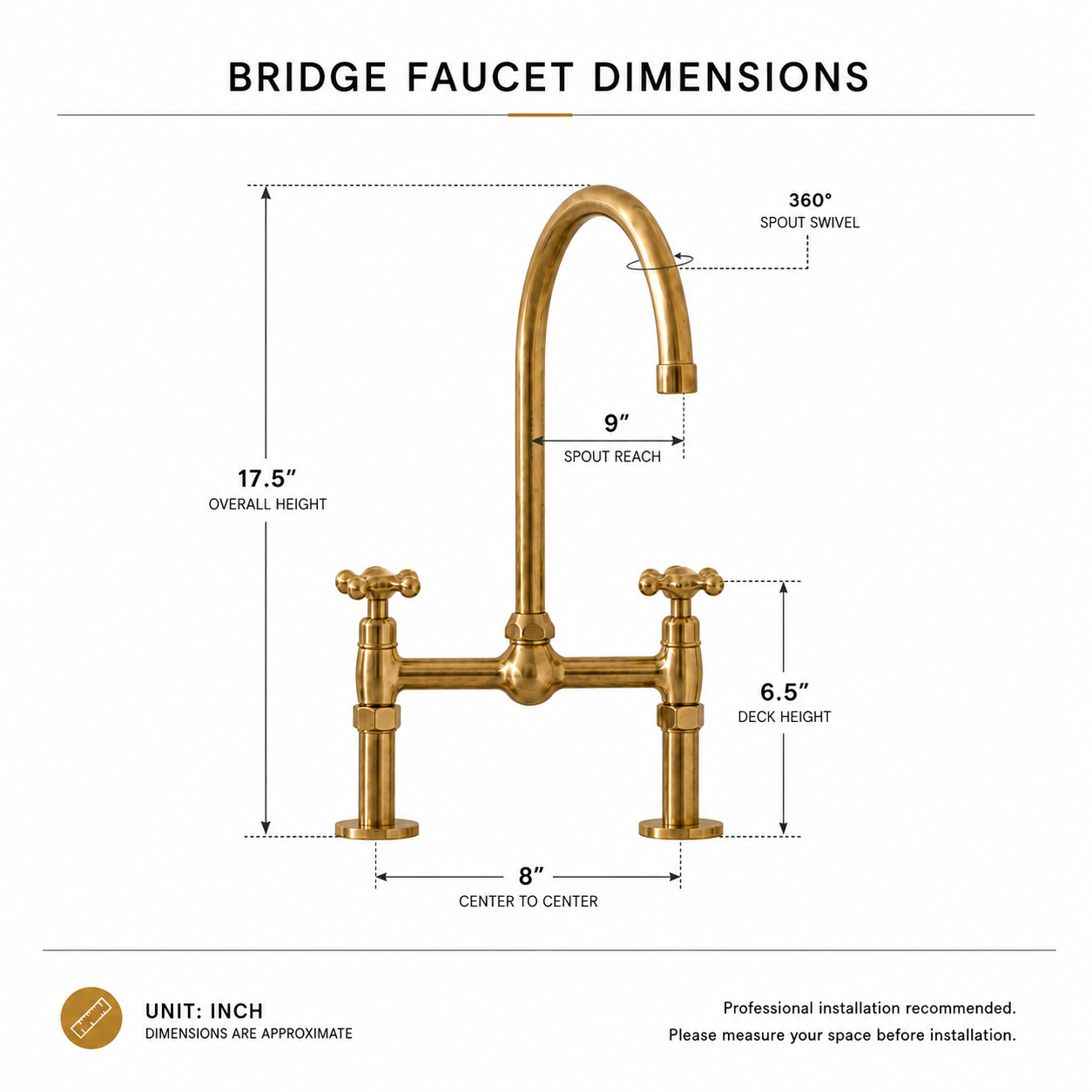 Unlacquered Brass Dublin Bridge Faucet
