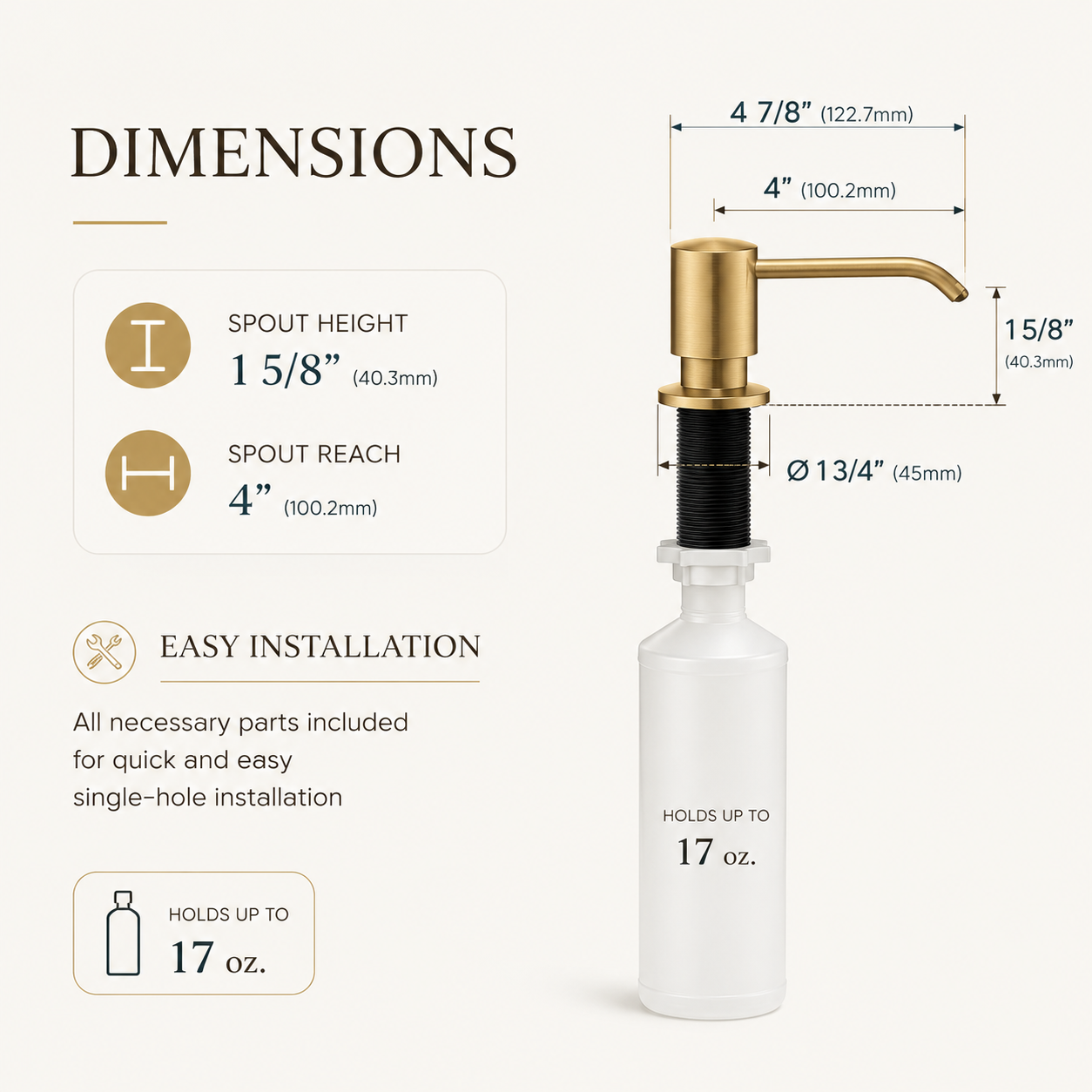 Soap Dispenser - Unlacquered Brass