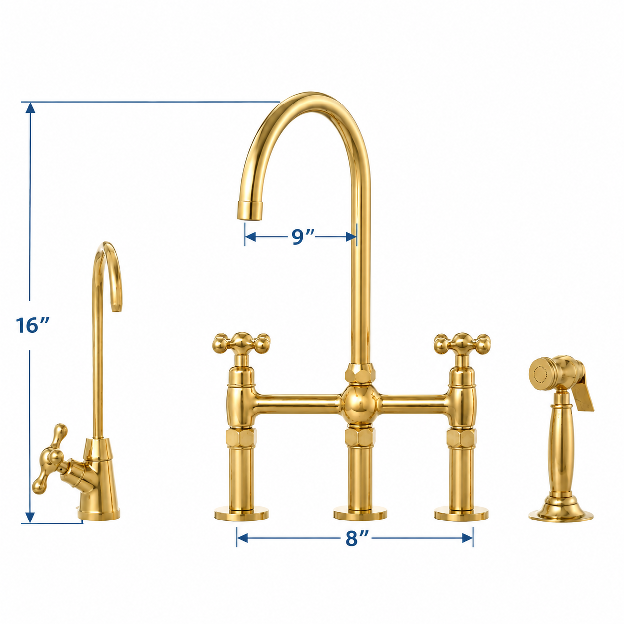 Unlacquered Brass Newcastle Bridge Faucet