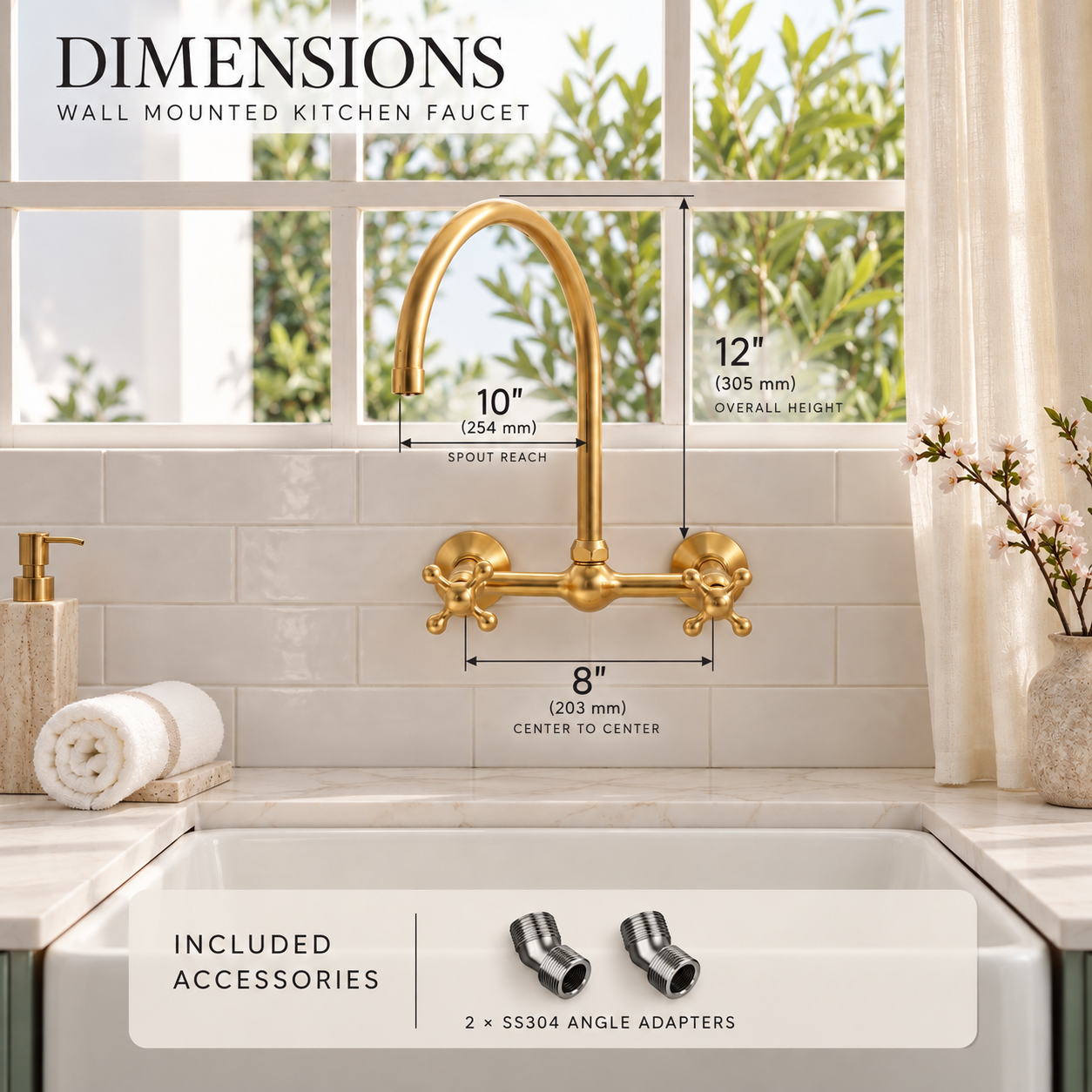 Huntley Wall Mounted Faucet - Unlacquered Brass