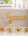 Ralph Brass Wall Mount Pot Filler -Unlacquered Brass