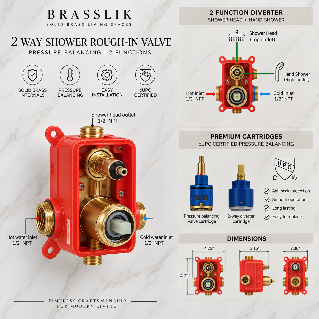 Katy Shower Set - Unlacquered Brass