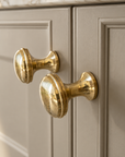 Unlacquered Brass Knobs, Antique Brass Round Knob, Vintage Cabinet Knobs
