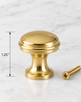 Unlacquered Brass Knobs, Antique Brass Round Knob, Vintage Cabinet Knobs
