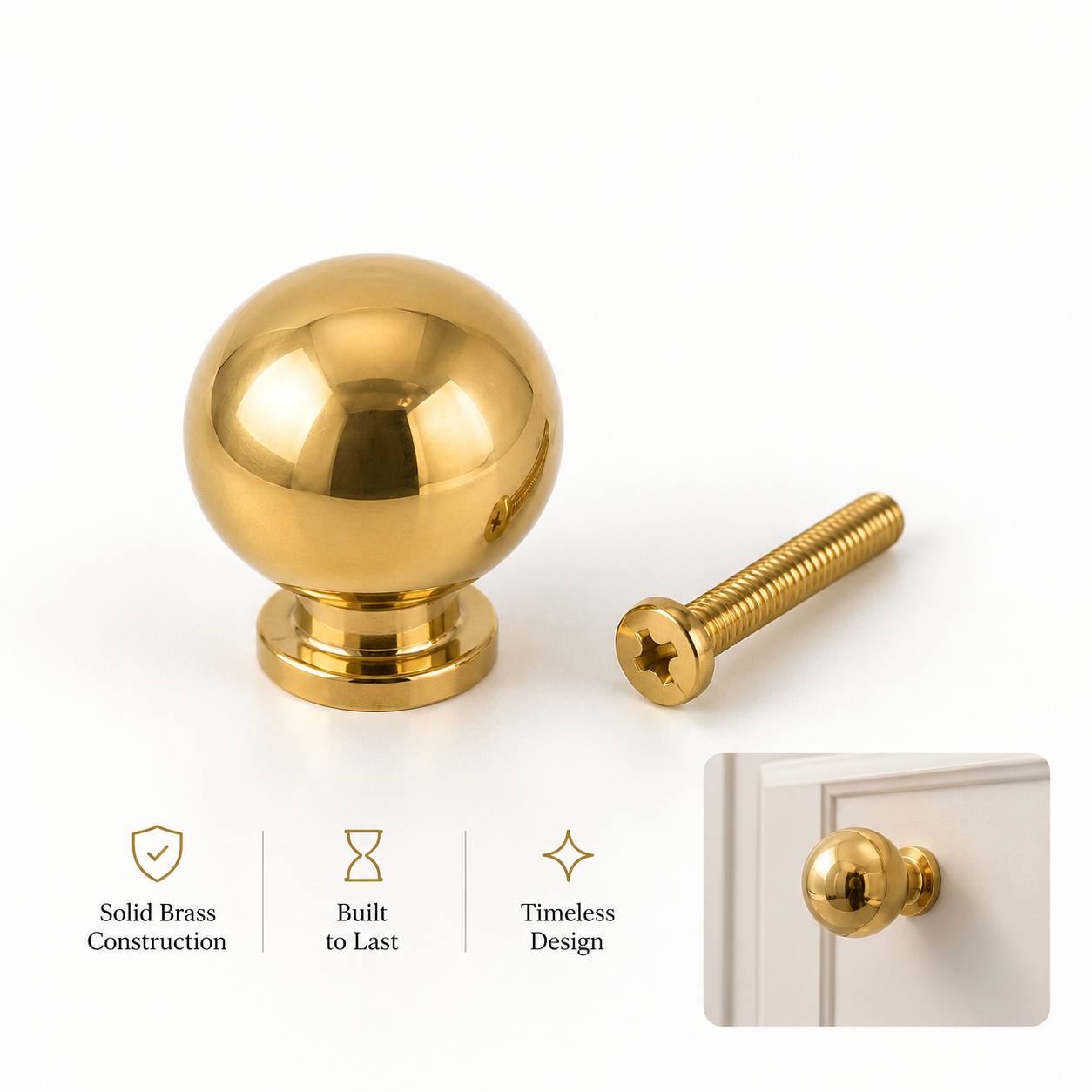 Snyder Round Knob - Unlacquered Brass