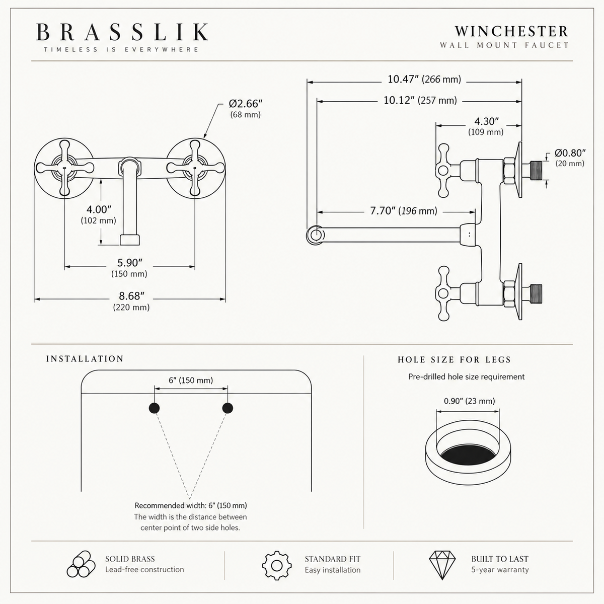 Winchester Brass Wall Mount Faucet