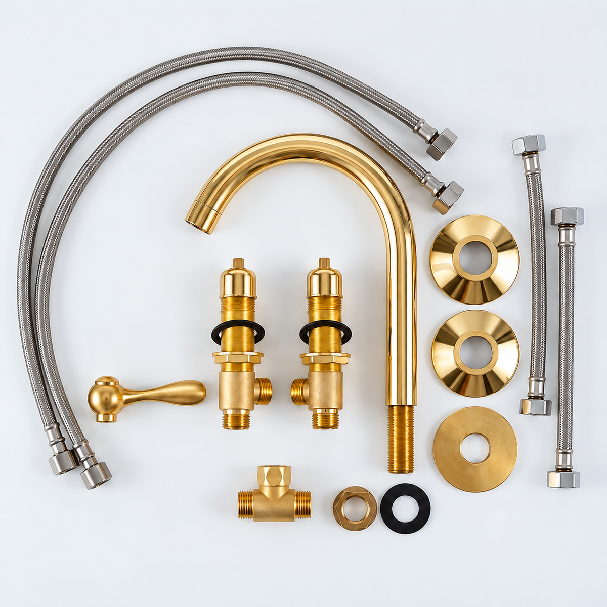 Unlacquered Brass  Vanity Three Holes Faucet - Lever handles