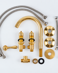 Unlacquered Brass  Vanity Three Holes Faucet - Lever handles