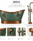 Custom Order – Imperial Verdigris Copper Freestanding Bathtub & Matching Tub Filler