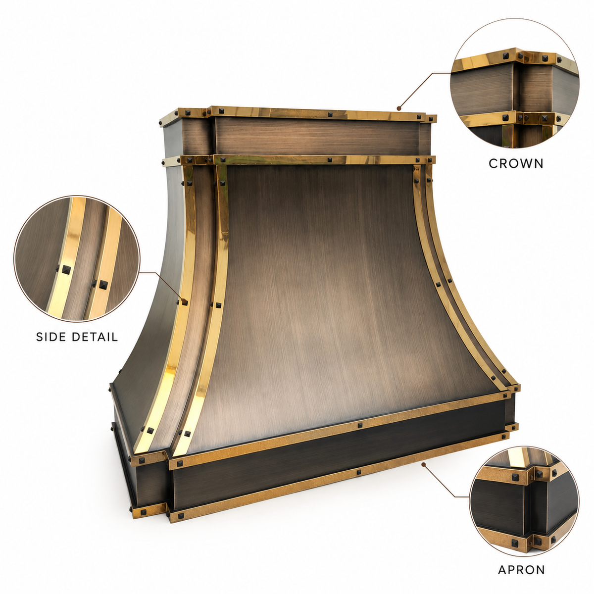 Antique brass range hood cover by Brasslik