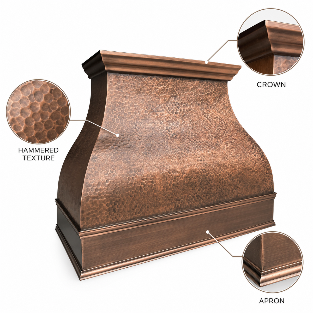 Vintage copper range hood cover by Brasslik