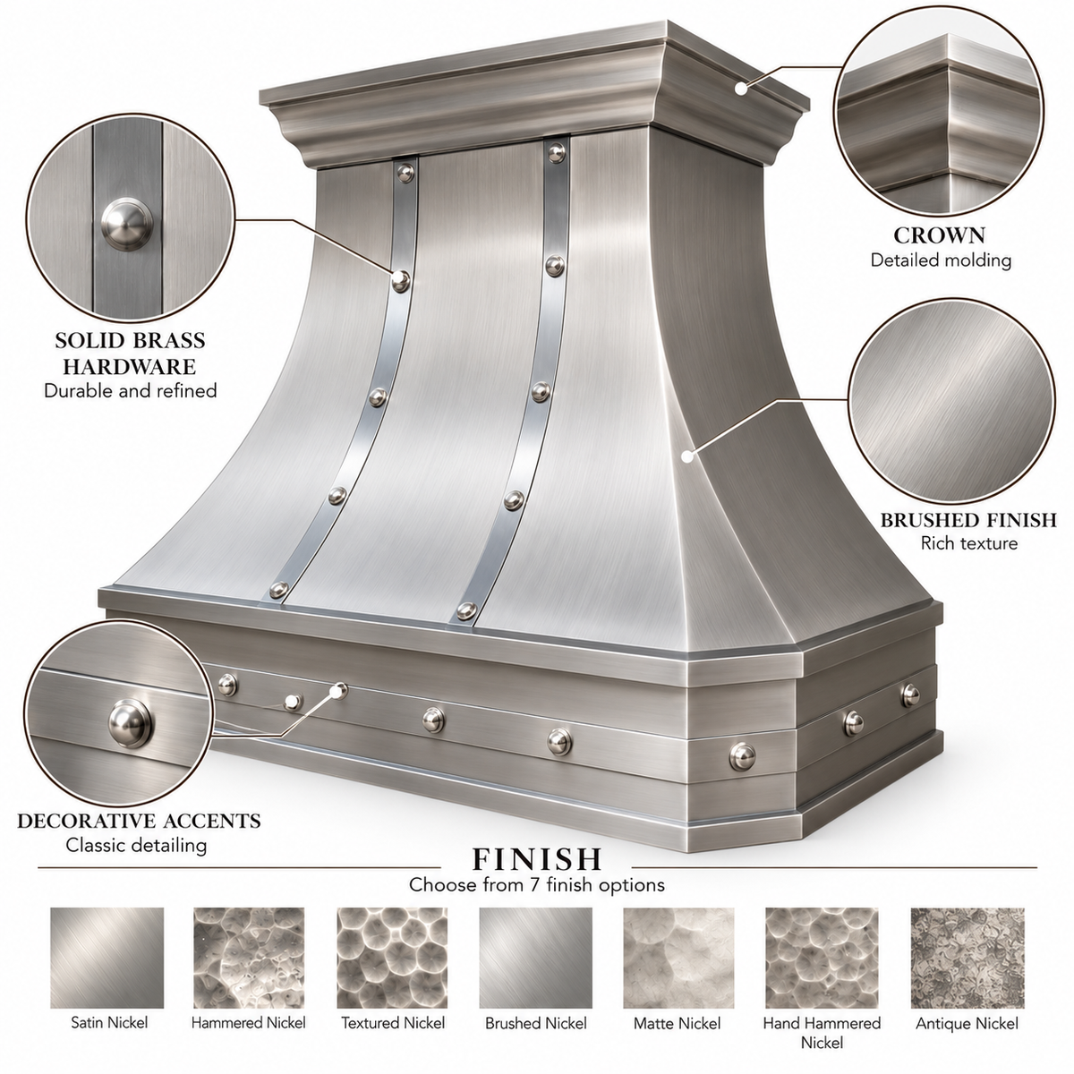 Antique nickel copper range hood cover by Brasslik