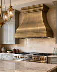 French Bell antique brass range hood cover
