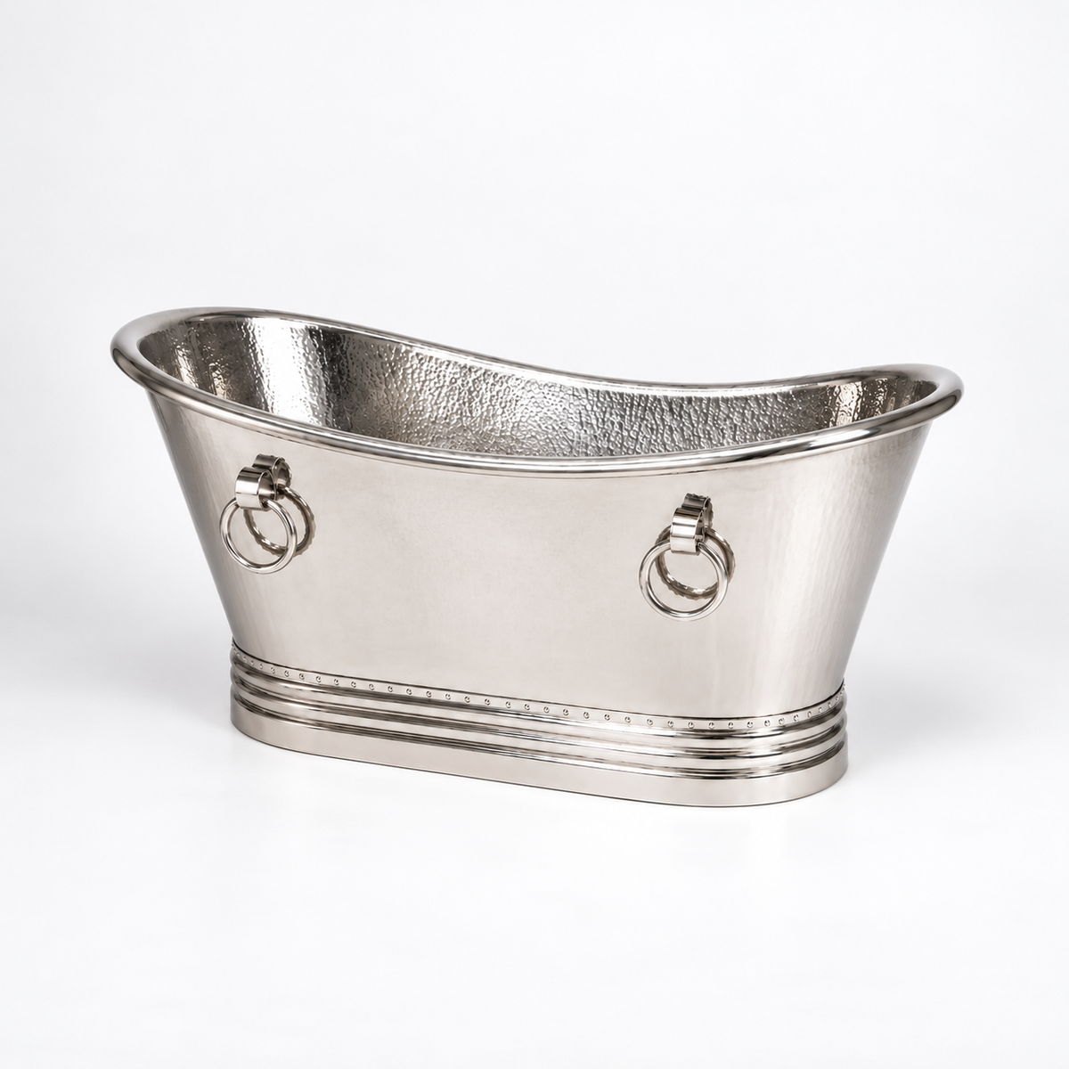 Snow Satin copper freestanding bathtub with ring handles