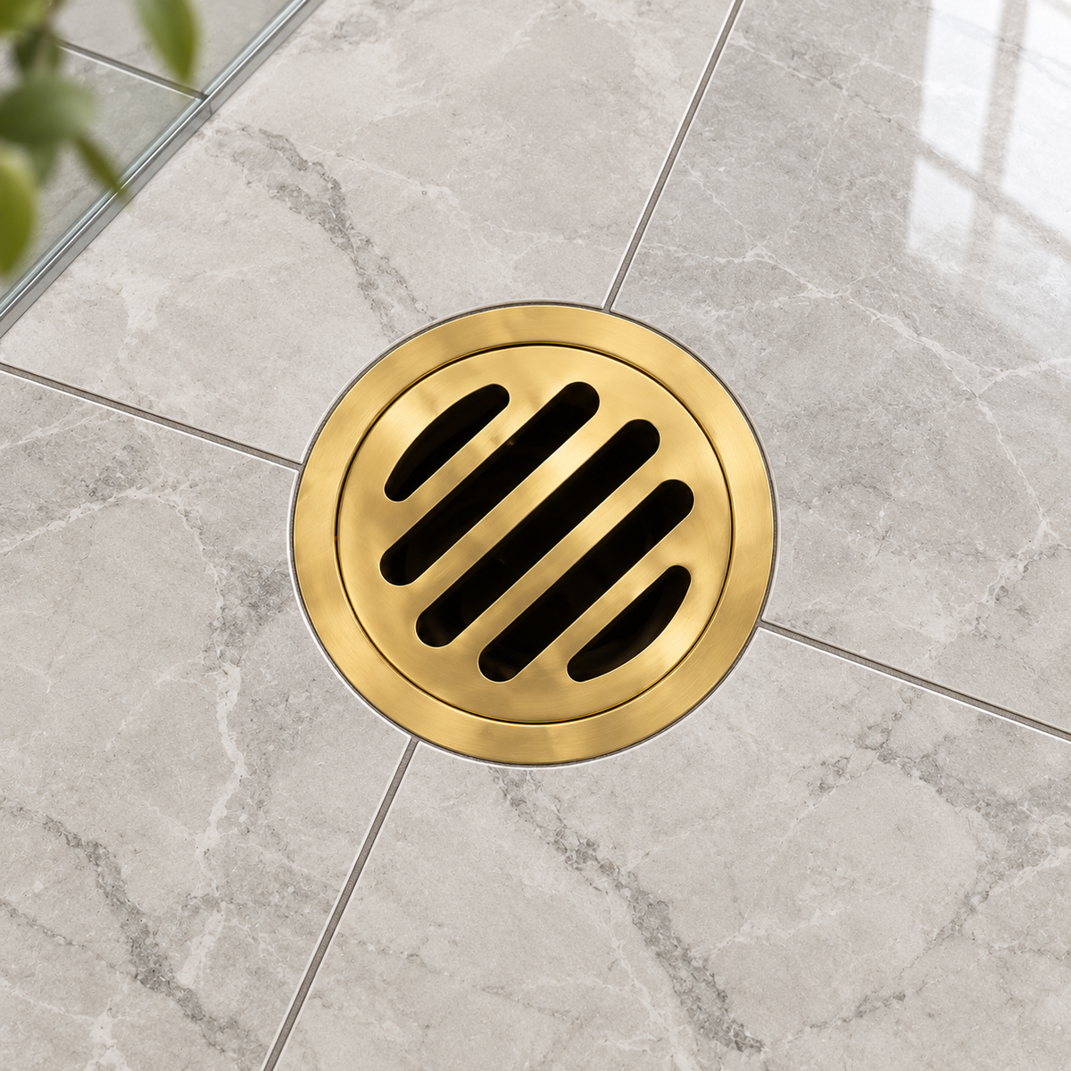Round Shower Drain | Unlacquered Brass