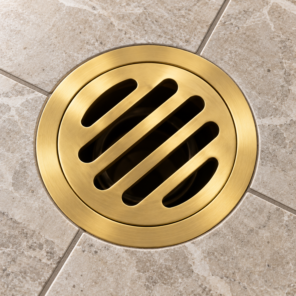 Round Shower Drain | Unlacquered Brass