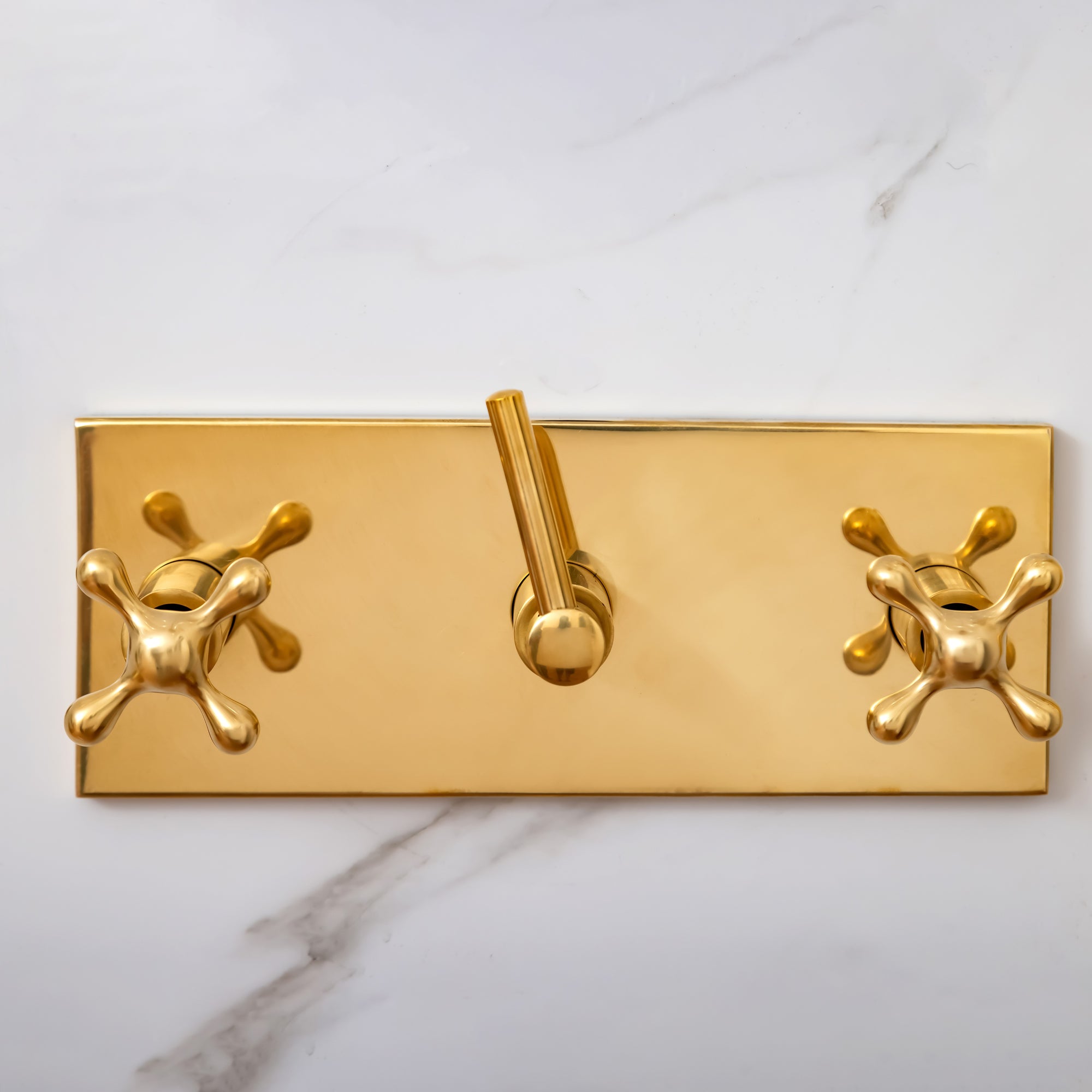 Unlacquered Brass Shower System – Dual Rain Shower with Ceiling Head &amp; Handheld Set