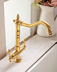 Solid Brass Single Hole Bar Sink Faucet with Dual Handles – Unlacquered Brass