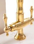 Solid Brass Single Hole Bar Sink Faucet with Dual Handles – Unlacquered Brass