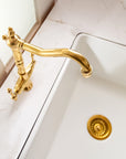 Solid Brass Single Hole Bar Sink Faucet with Dual Handles – Unlacquered Brass