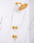 Unlacquered Brass  Shower with Rainfall Shower Head – Hot & Cold Valve