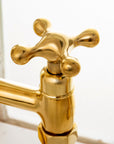 Unlacquered Brass Bridge Kitchen Faucet with Side Sprayer - 3 Legs Bridge
