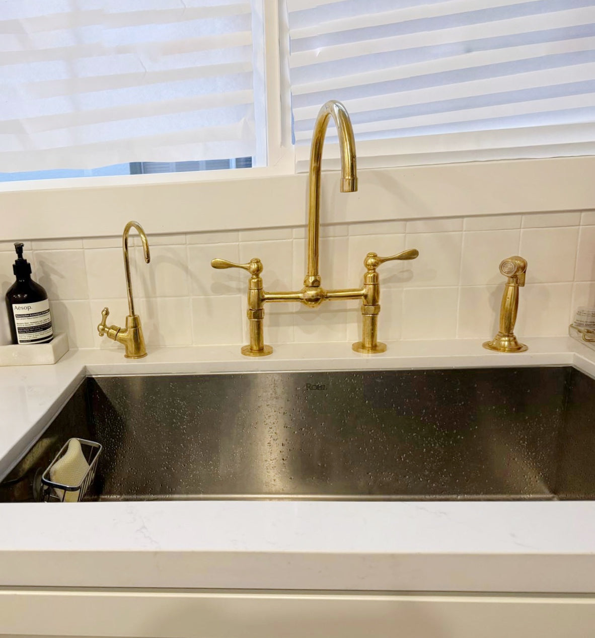 Unlacquered Solid Brass Bridge Faucet