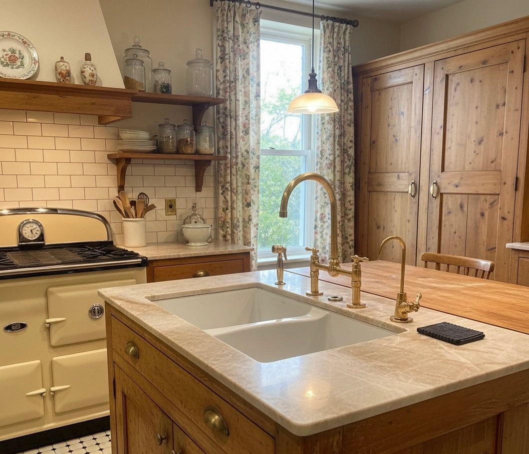 Unlacquered Solid Brass Bridge Faucet