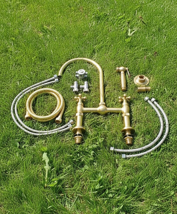 Unlacquered Solid Brass Bridge Faucet