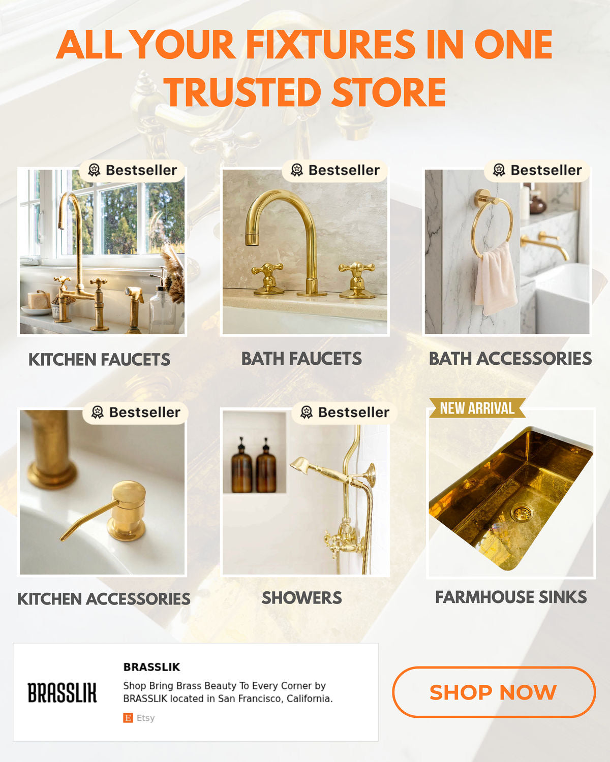 Solid Brass Single Hole Bar Sink Faucet with Dual Handles – Unlacquered Brass