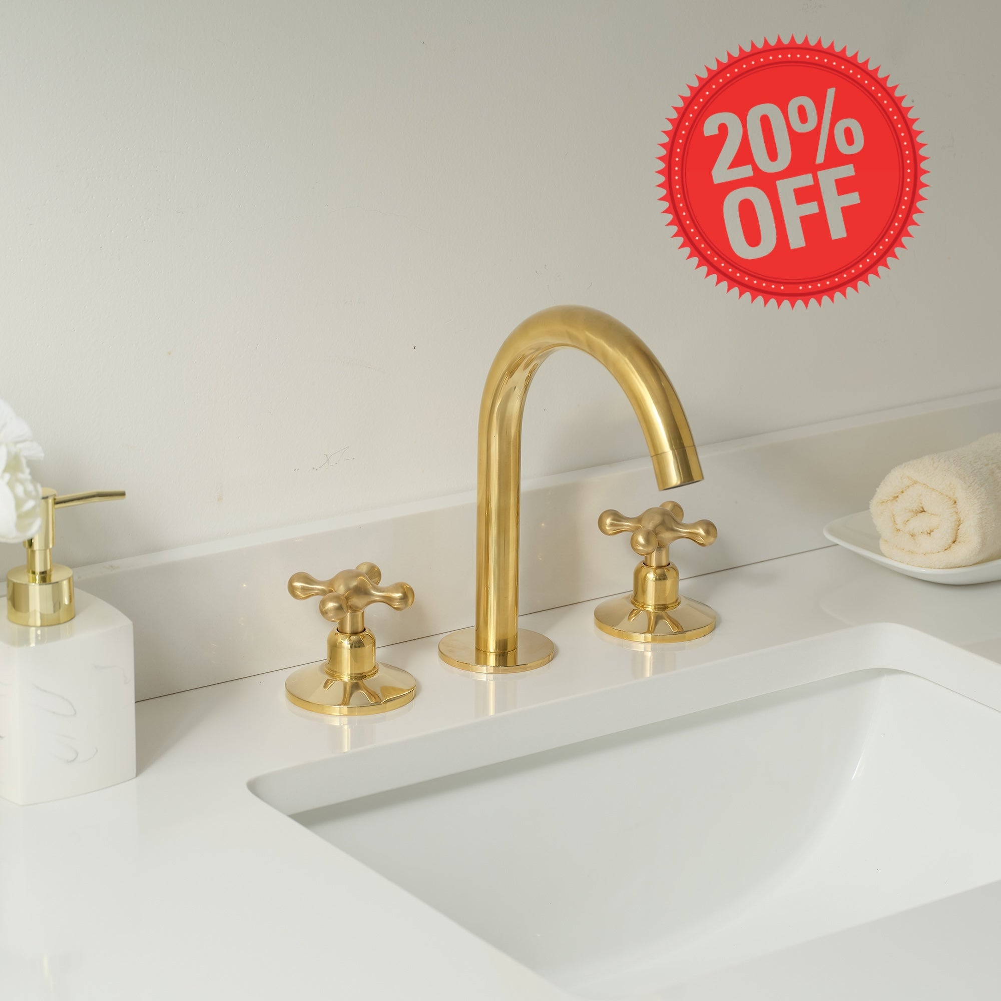 Unlacquered Brass Three Holes Faucet - Bath Faucet