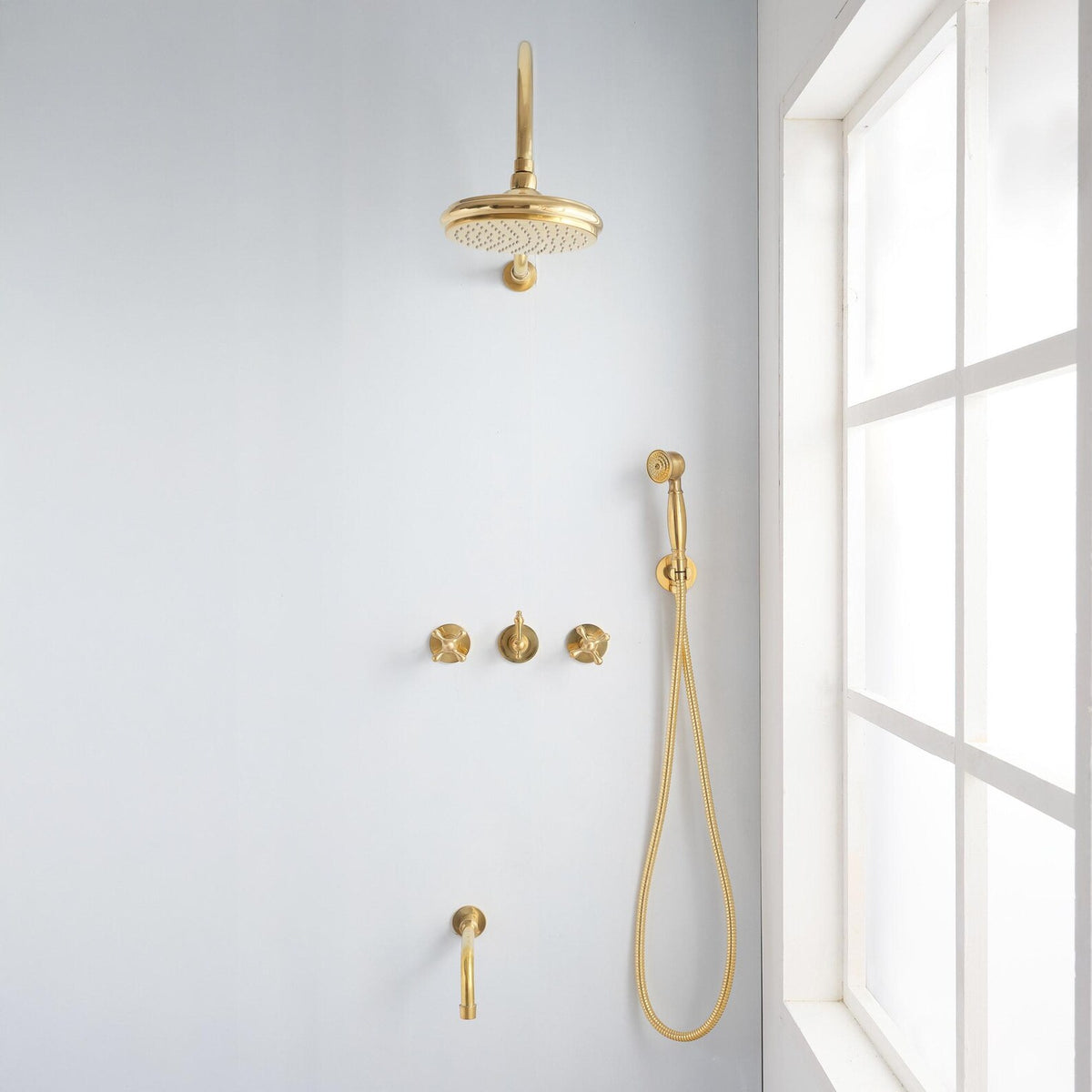 Round solid brass rainfall shower, Al Sultan by Brasslik