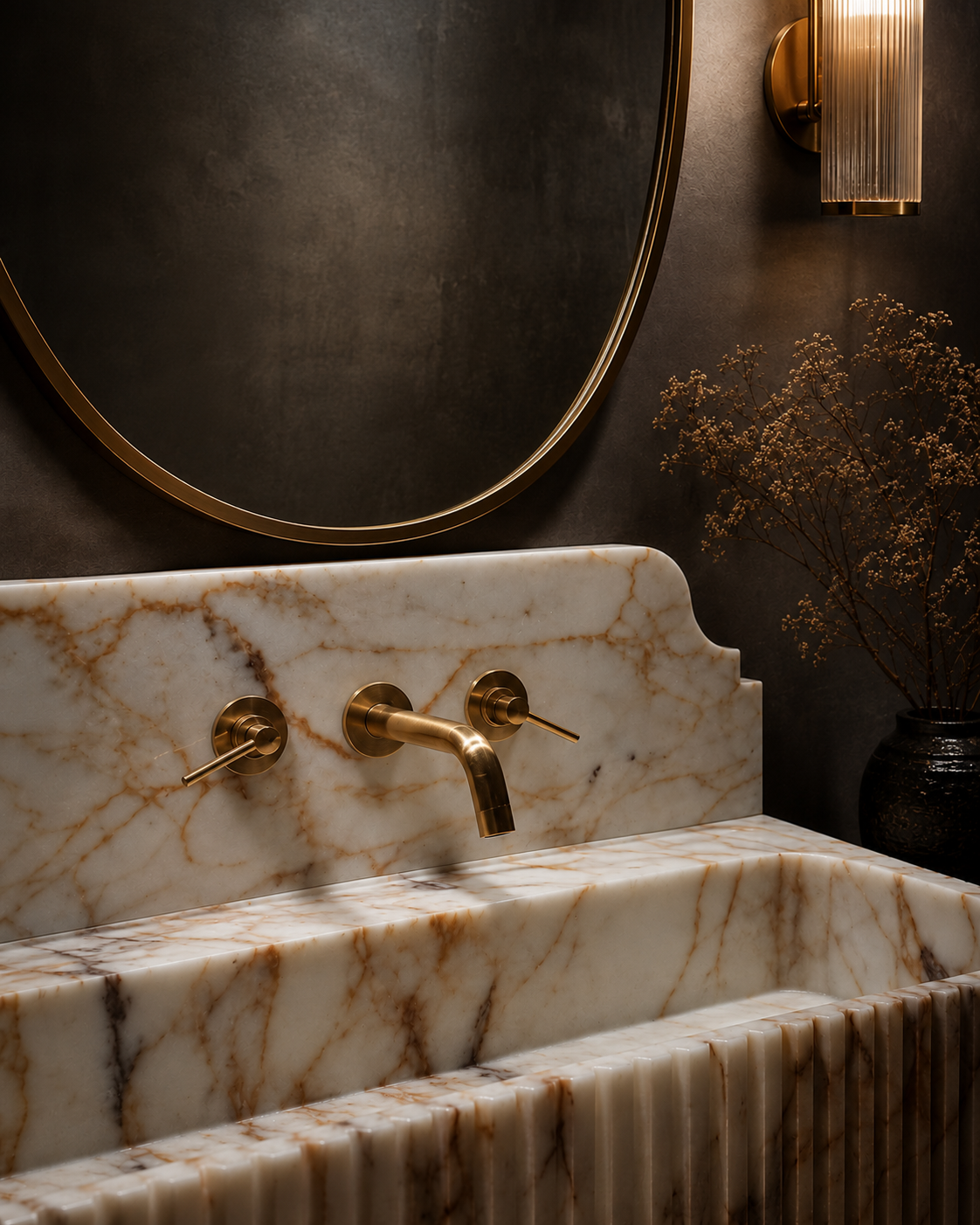 Al Ula wall-mount brass faucet with clean minimalist design