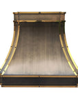 Custom-size antique brass kitchen range hood cover by Brasslik