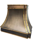 Handmade brass range hood cover with antique finish for luxury kitchens