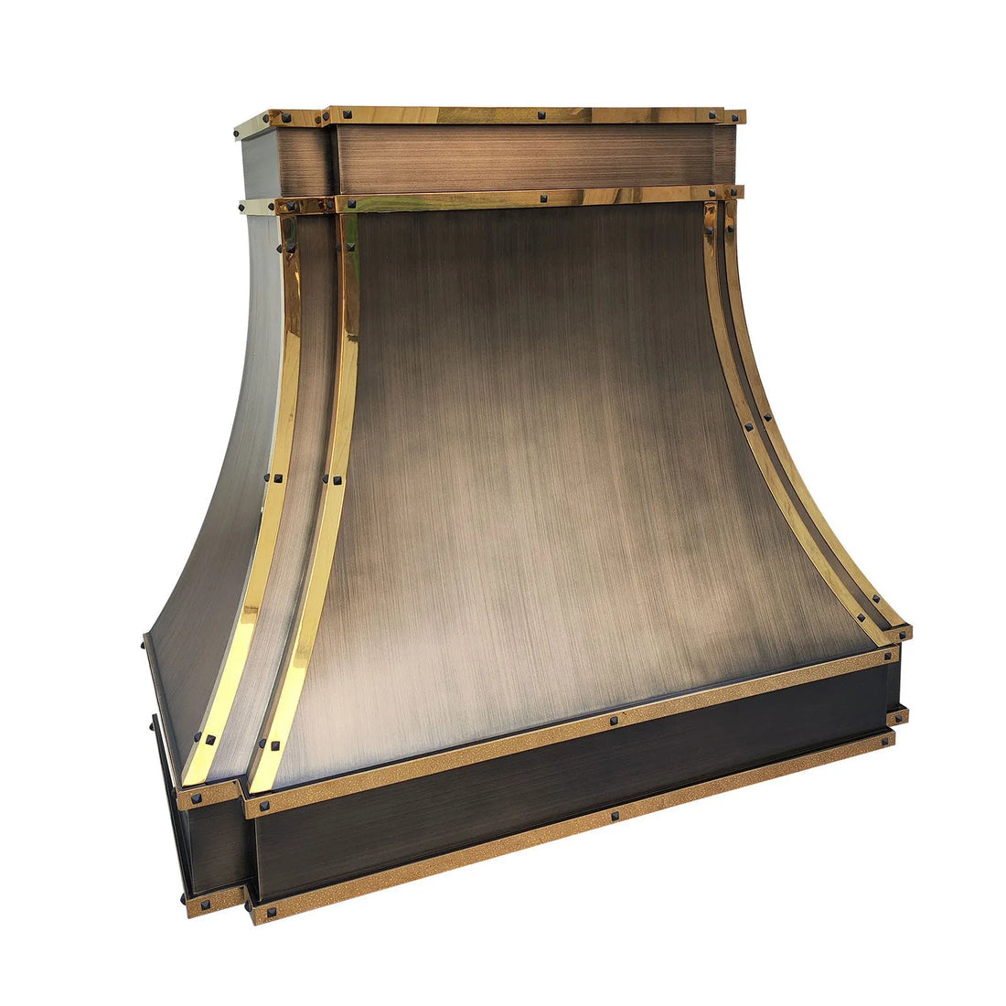 Unlacquered brass kitchen range hood cover available in five sizes