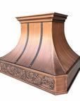 Custom antique copper kitchen range hood