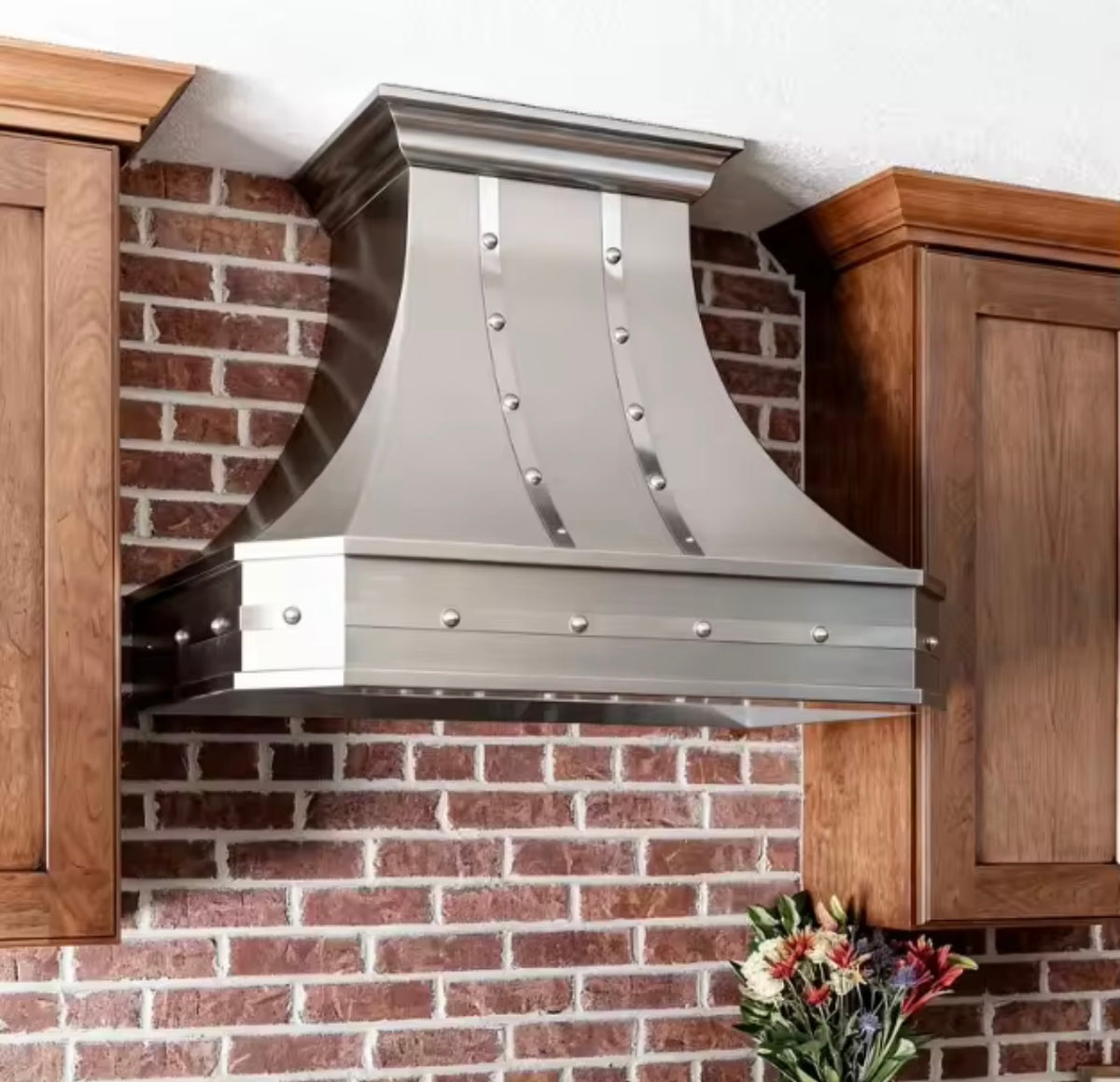 Antique nickel copper range hood cover for luxury kitchens