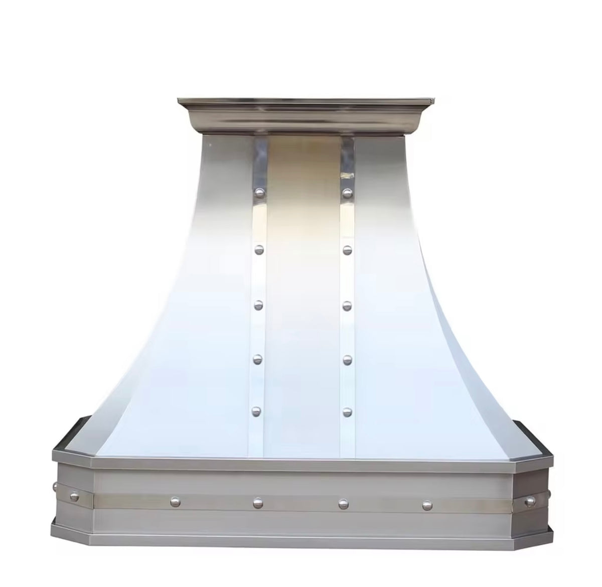 Custom copper range hood cover with antique nickel finish by Brasslik