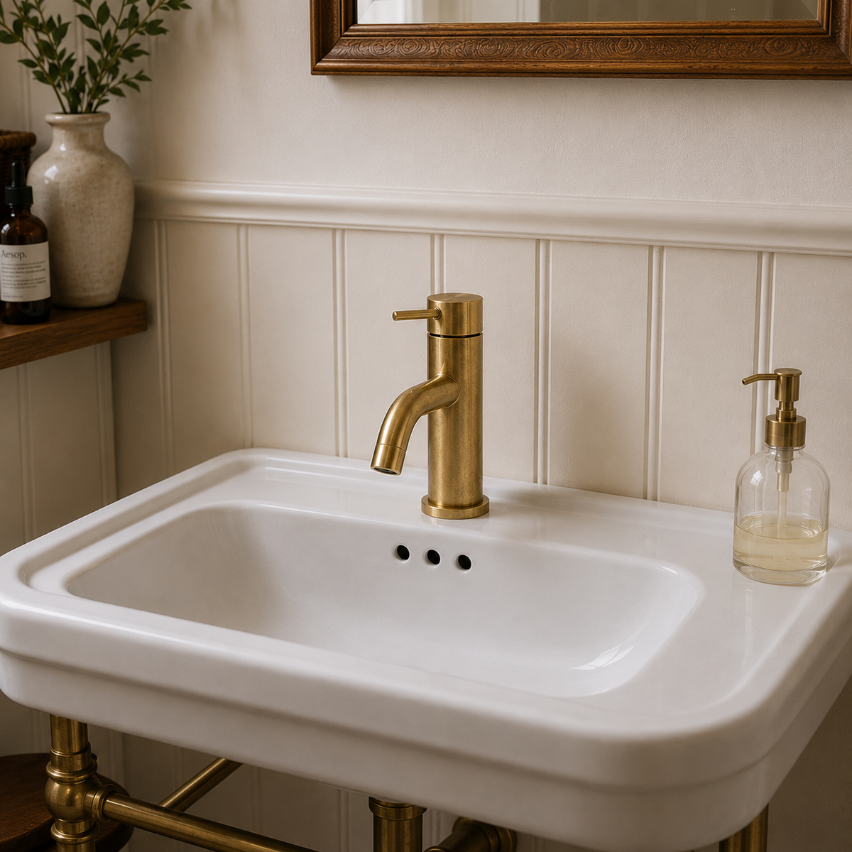 Berlin unlacquered brass bathroom faucet